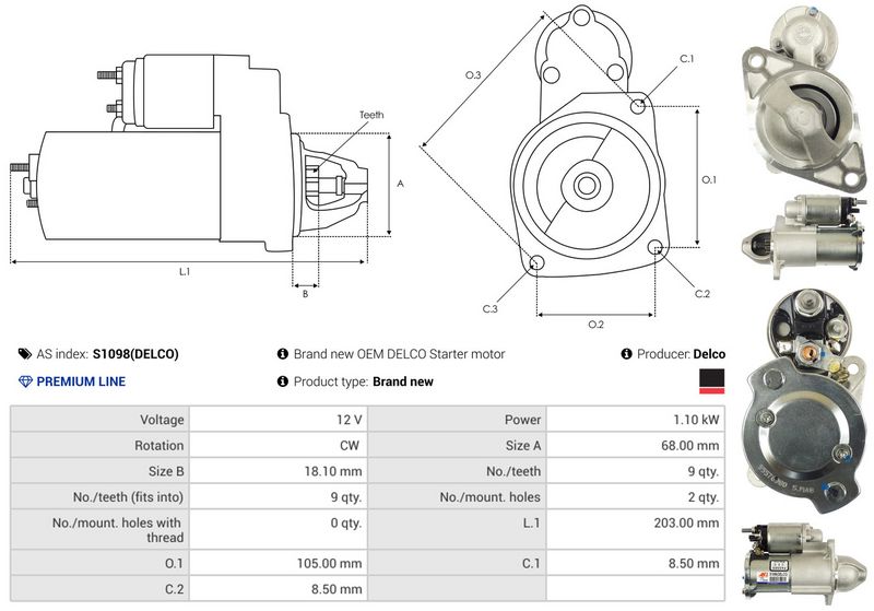 AS-PL S1098(DELCO) Starter