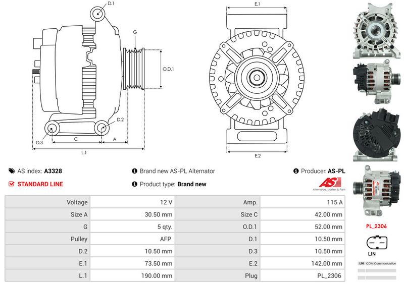 AS-PL A3328 Alternator