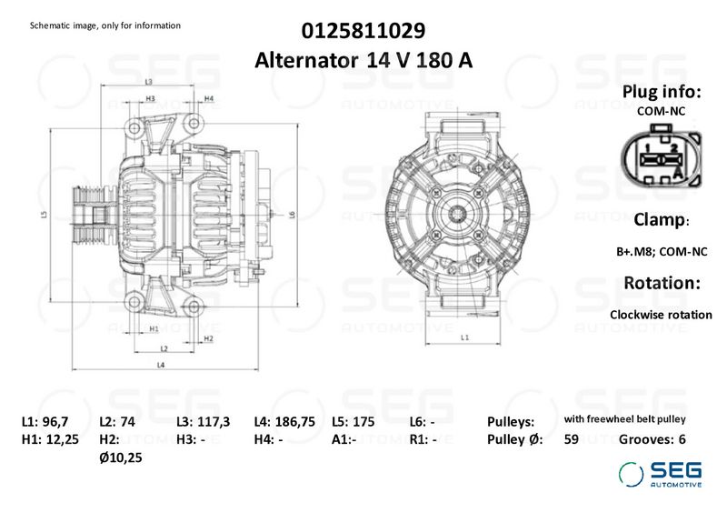 SEG Automotive 0125811029 Alternator