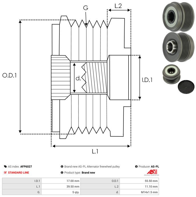 AS-PL AFP6027 Alternator Freewheel Clutch