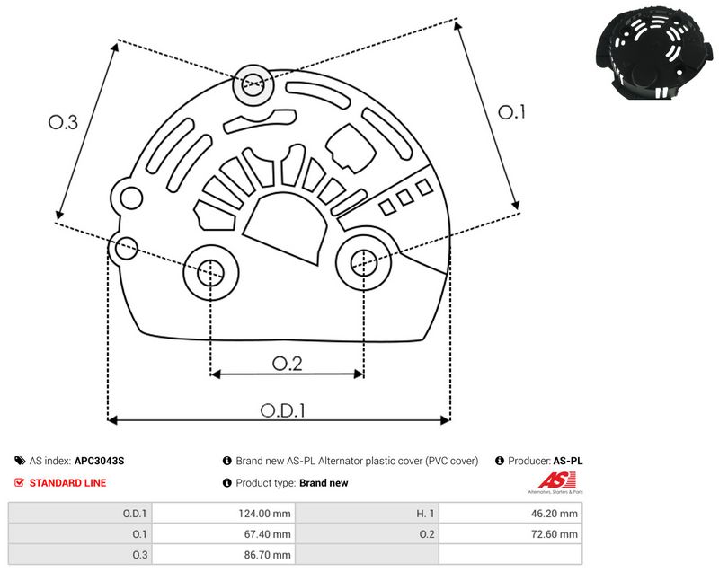 Kaitsekate, generaator, AS-PL APC3043S