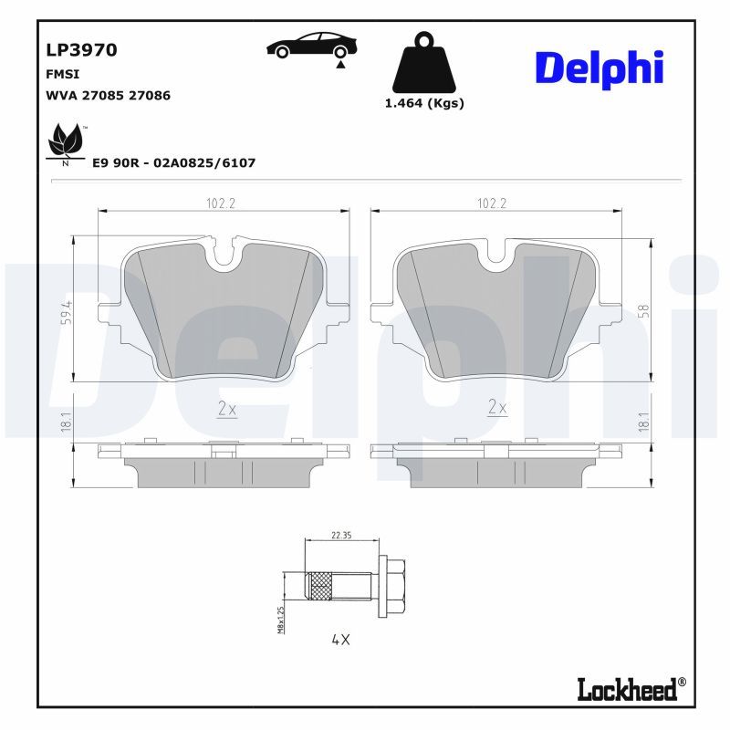 комплект спирачно феродо, дискови спирачки DELPHI