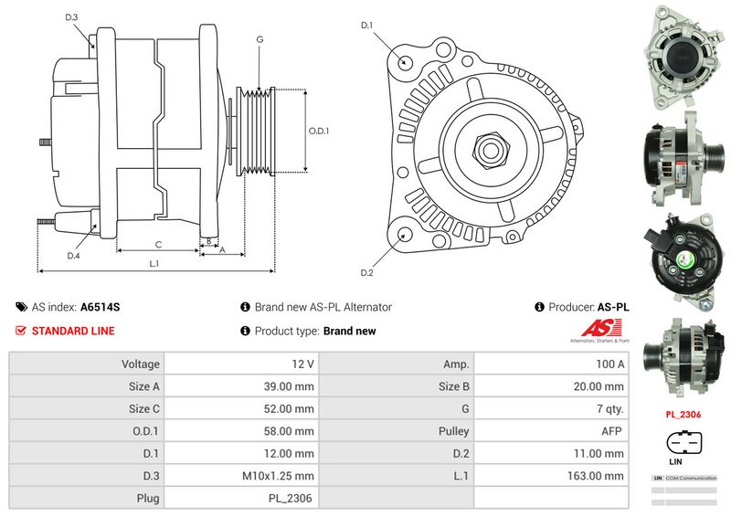 AS-PL A6514S Alternator