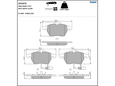 Set placute frana,frana disc LP1672 DELPHI