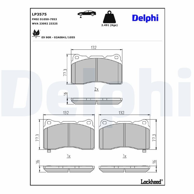 комплект спирачно феродо, дискови спирачки DELPHI