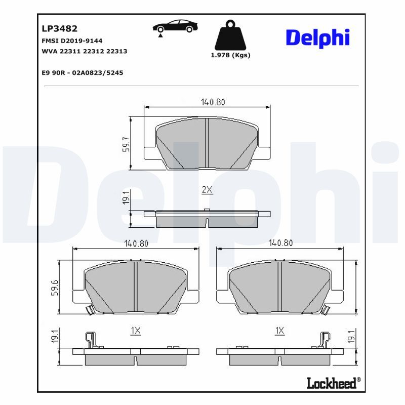 DELPHI LP3482 Brake Pad Set, disc brake