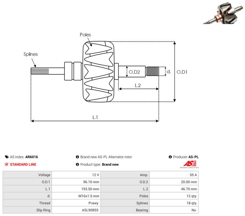 AS-PL AR6016 Rotor, alternator