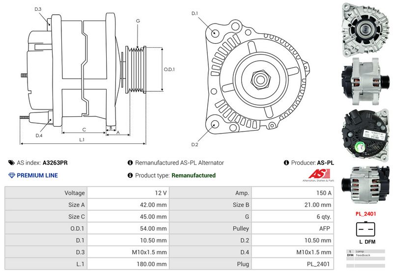AS-PL A3263PR Alternator