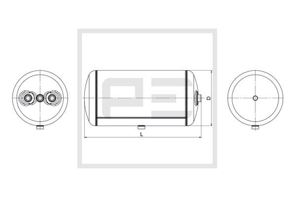 vzduchojem 30L MB 276x584mm, 3 vývody + výpust 016.366-80A