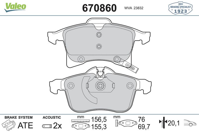 Plaquettes+de+frein+à+disque VALEO 670860