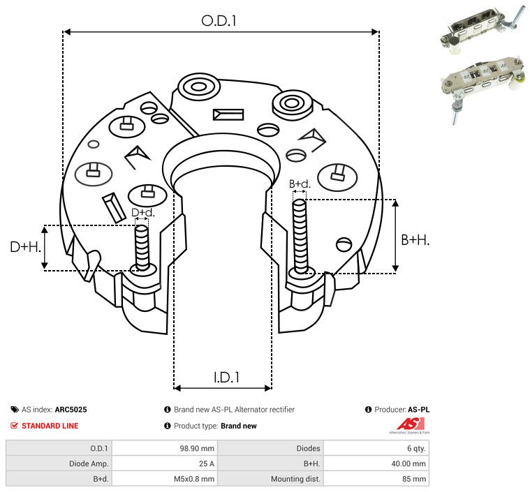 AS-PL ARC5025 Rectifier, alternator