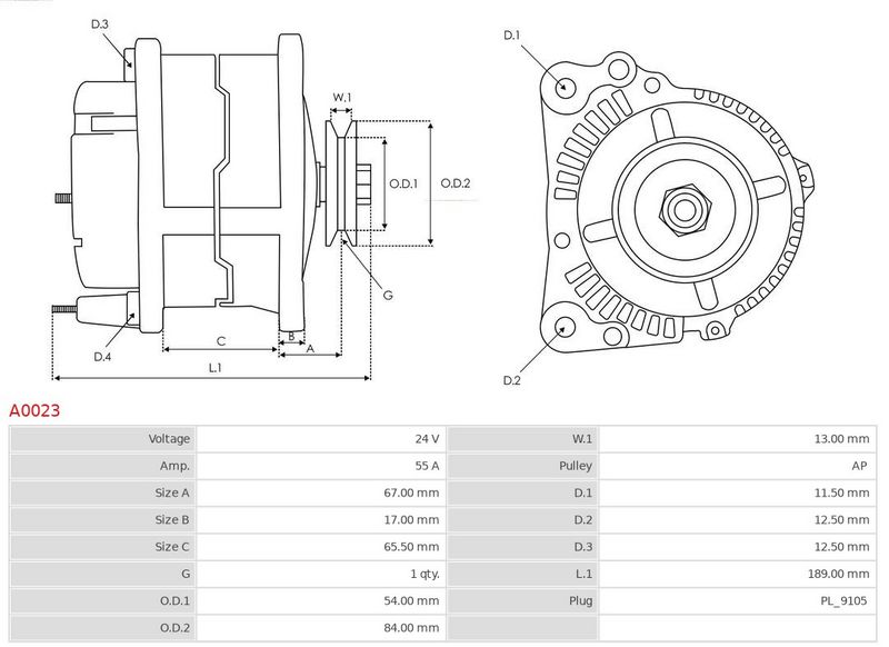 AS-PL A0023 Alternator