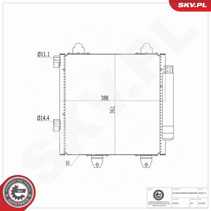 ESEN SKV 86SKV111 Condenser, air conditioning