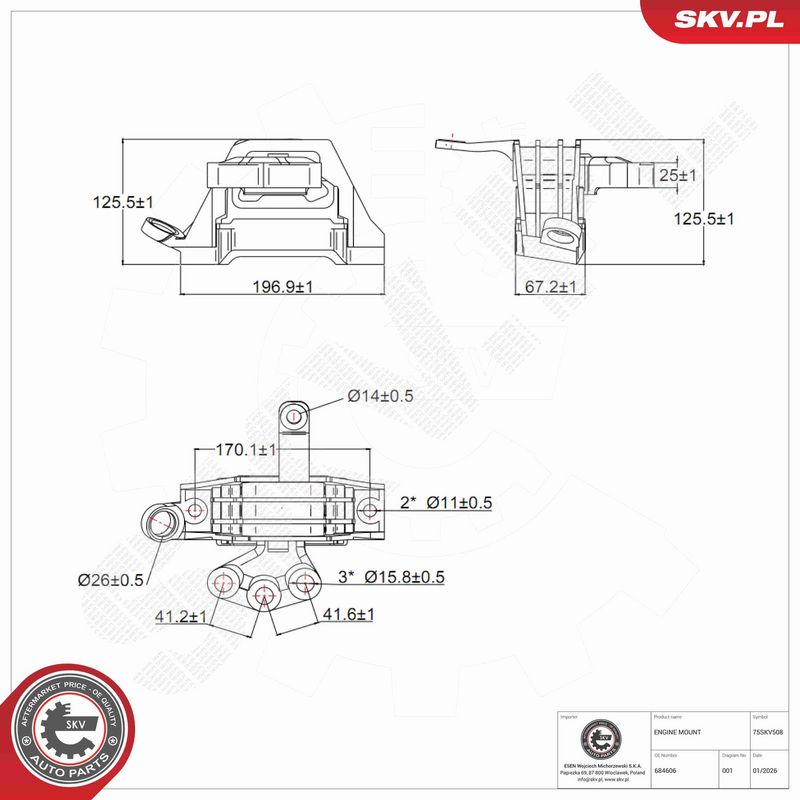 ESEN SKV 75SKV508 Mounting, engine