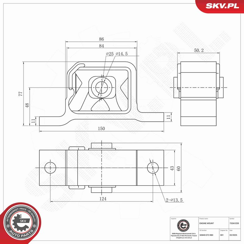 ESEN SKV 75SKV259 Mounting, engine