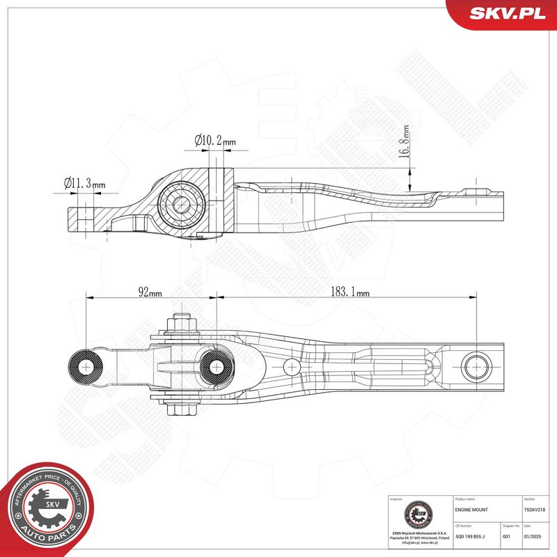 ESEN SKV 75SKV218 Variklio pagalvė
