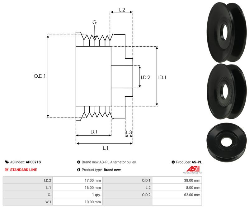 Rihmaratas, generaator, AS-PL AP0071S