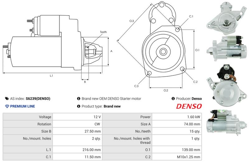 AS-PL S6239(DENSO) Starter