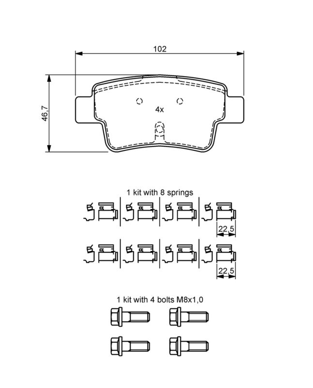 Piduriklotsi komplekt, ketaspidur, BOSCH 0 986 494 222