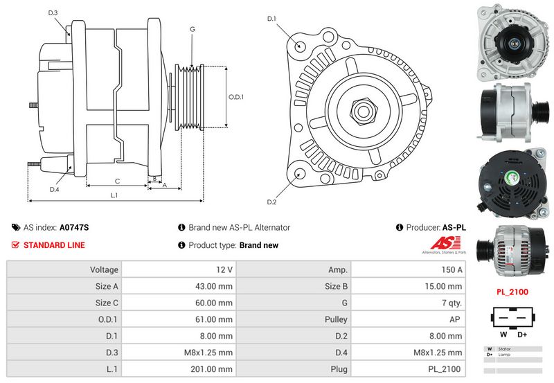 AS-PL A0747S Alternator