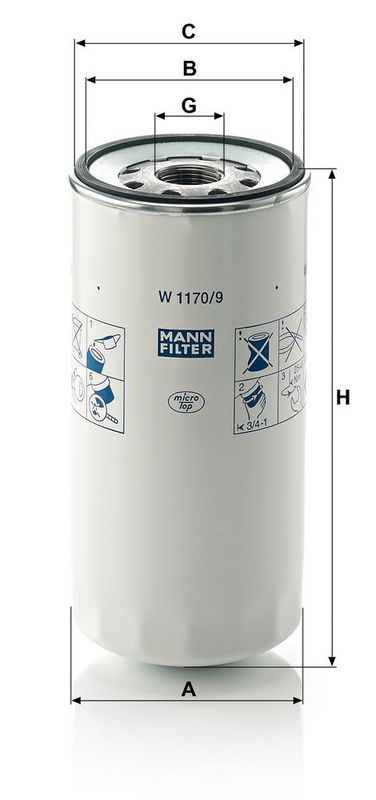 Oliefilter (geschroefd) past: FORD CARGO II 7.3EcotorqCargo/9.0EcotorqCargo 06.03-