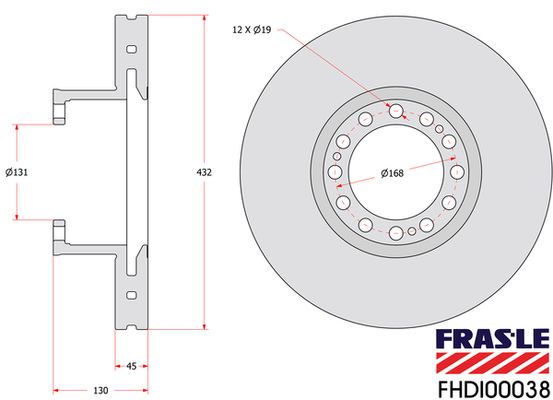 kotouč brzdový (ECE R90) MAN F2000/ TGA přední FHDI00038