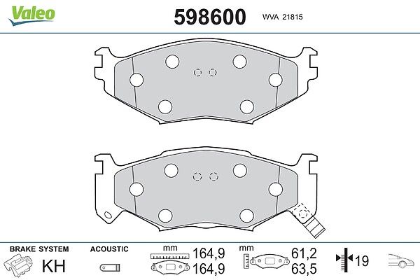 комплект спирачно феродо, дискови спирачки VALEO