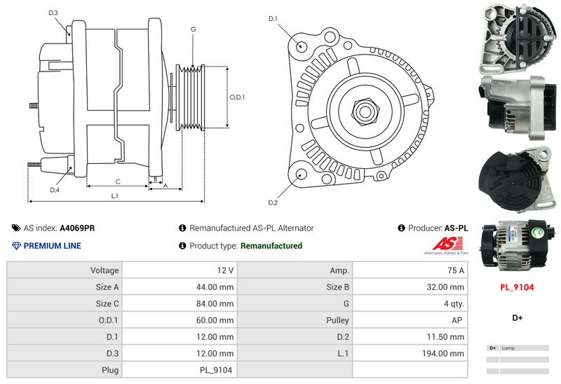 AS-PL A4069PR Alternator