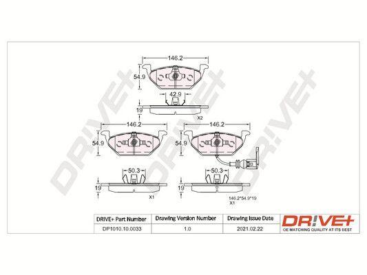 DP1010.10.0033 Drive+ - Гальмівні колодки до дисків