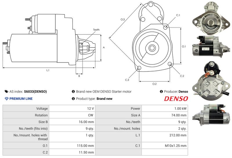 AS-PL S6033(DENSO) Starter