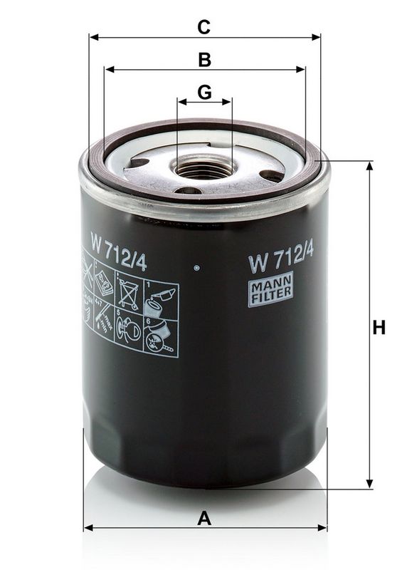 Filtru ulei W 712/4 MANN-FILTER