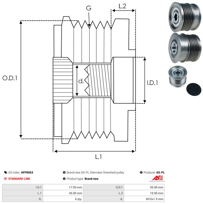AS-PL AFP0063 Alternator Freewheel Clutch