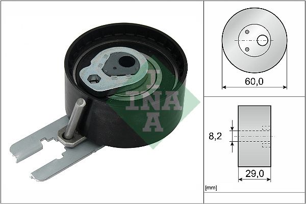 Натяжний ролик, зубчастий ремінь, PSA/FORD/MAZDA BERLINGO/C3/C4/206/307/PARTNER/FOCUS 2/2/3 04- 1.6 DIESEL натяжной, Ina 531055510