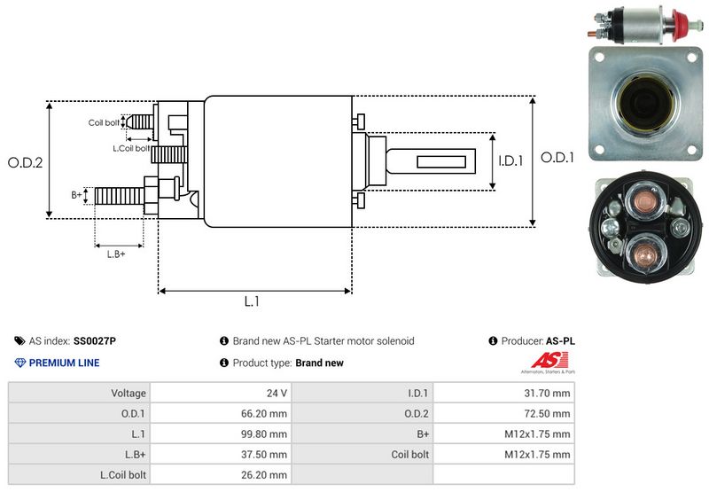 AS-PL SS0027P Solenoid Switch, starter