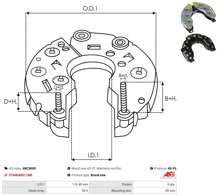 AS-PL ARC3005 Rectifier, alternator