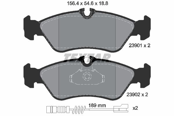 Комплект гальмівних накладок, дискове гальмо, Textar 2390101
