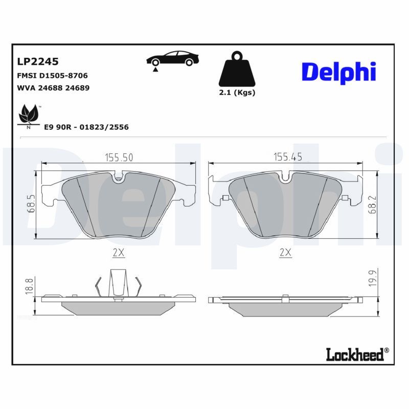 Piduriklotsi komplekt, ketaspidur, DELPHI LP2245