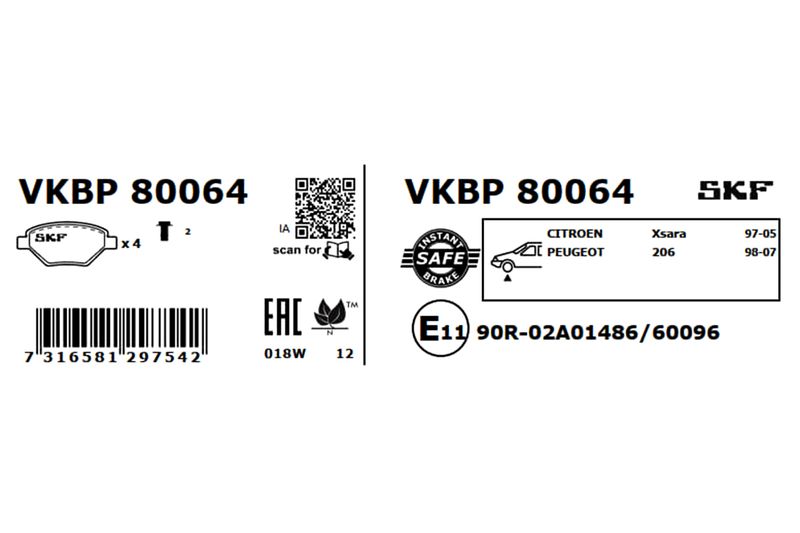 SKF VKBP 80064 Brake Pad Set, disc brake