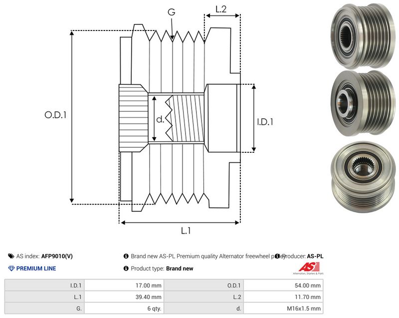 AS-PL AFP9010(V) Alternator Freewheel Clutch