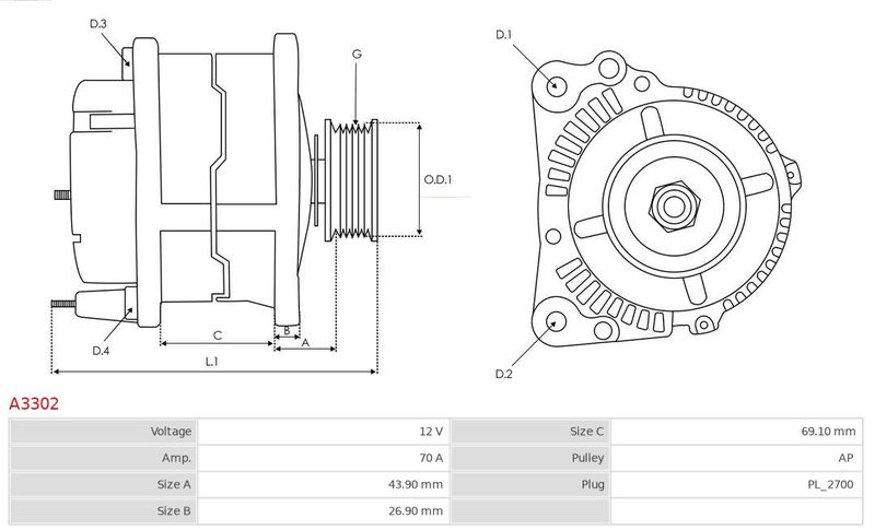 AS-PL A3302 Alternator