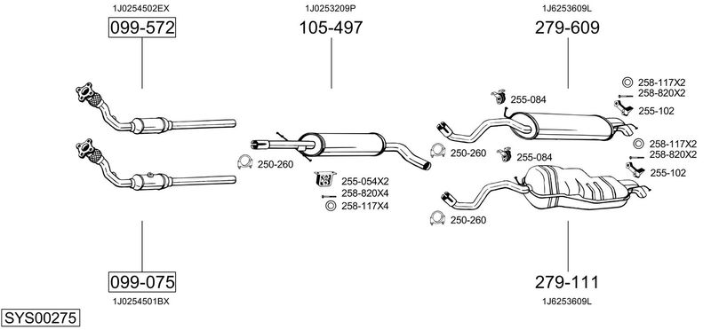 BOSAL kipufogórendszer SYS00275