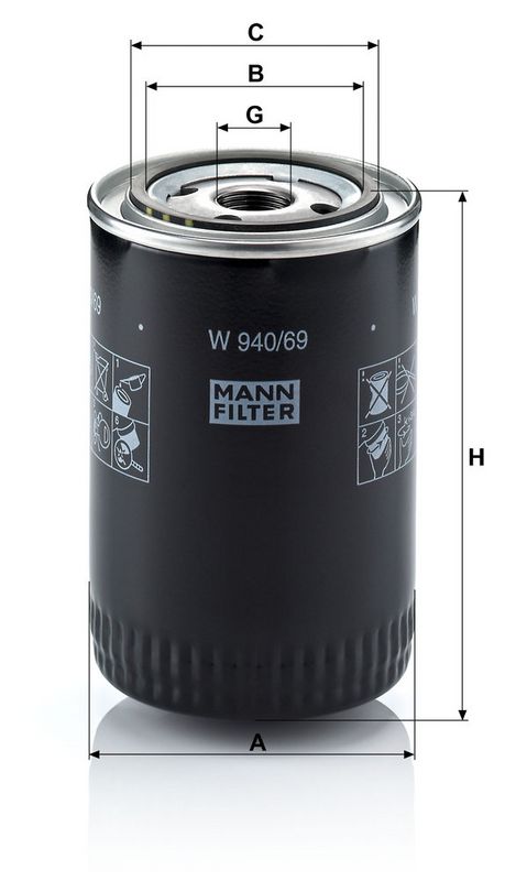 Õlifilter, MANN-FILTER W 940, 69