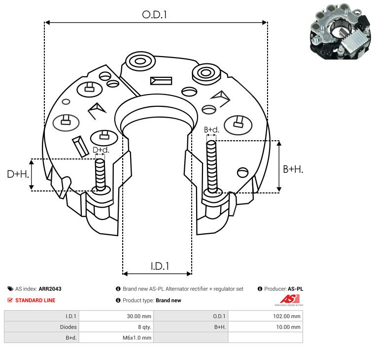 AS-PL ARR2043 Rectifier, alternator