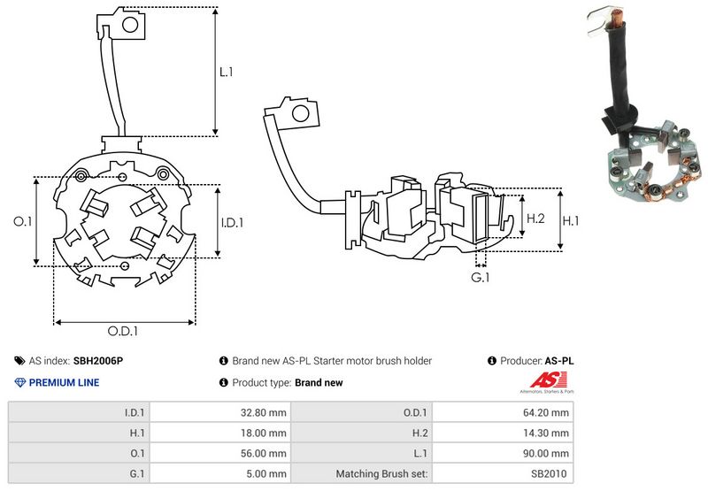 AS-PL SBH2006P Holder, carbon brushes