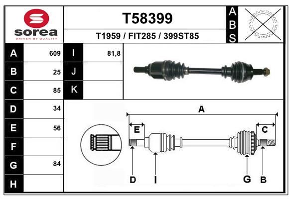 EAI hajtótengely T58399