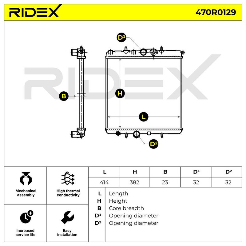 радиатор, охлаждане на двигателя RIDEX