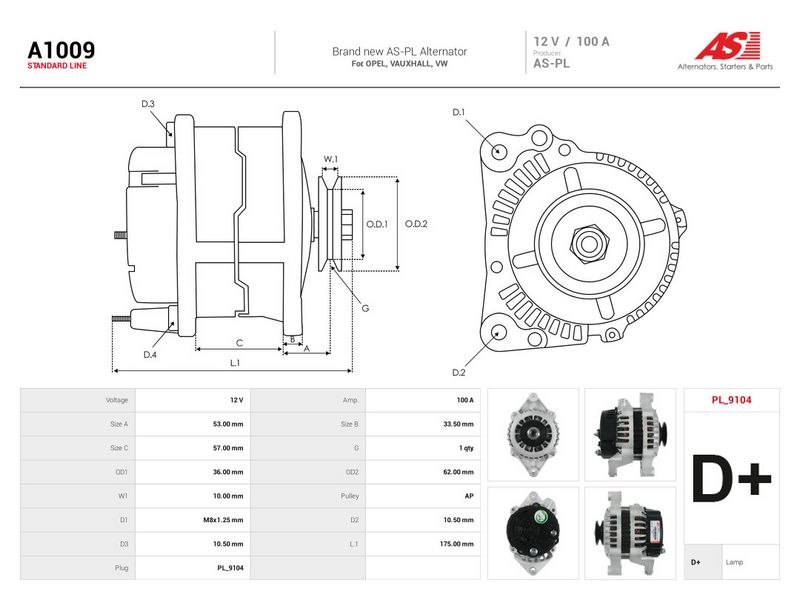 This part match OEM code: 9117852