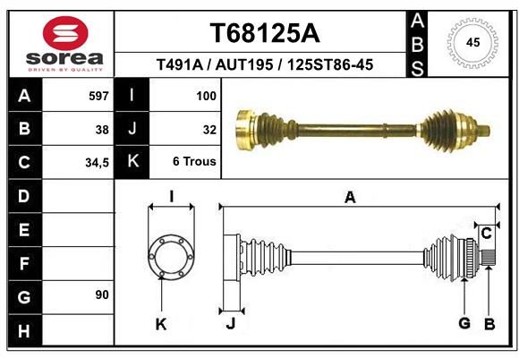 EAI hajtótengely T68125A