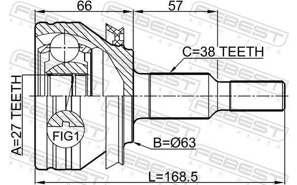 Комплект шарнірів, приводний вал, Febest 2310T5