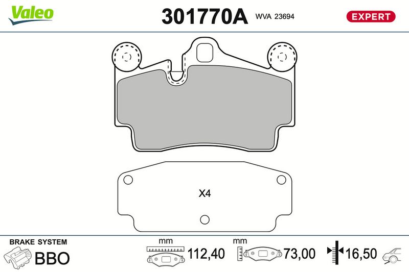 Sada brzdových destiček, kotoučová brzda 301770A